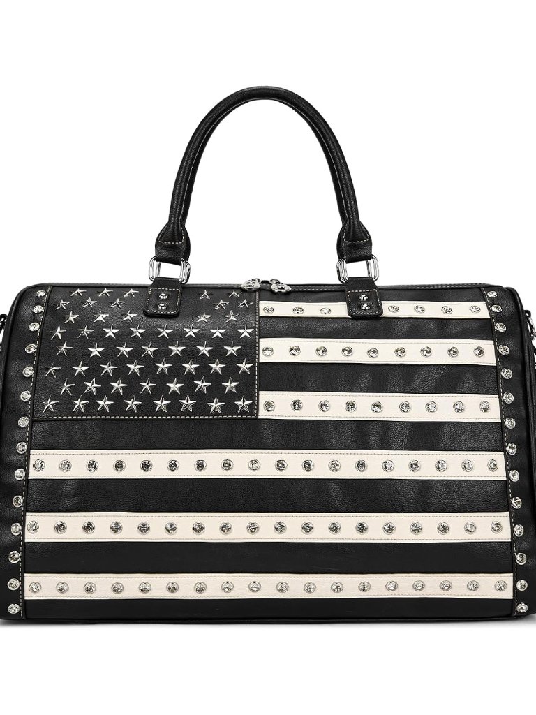 American Flag Studded Weekender Bags Patriotic Duffle Bag Large Carry On For Men